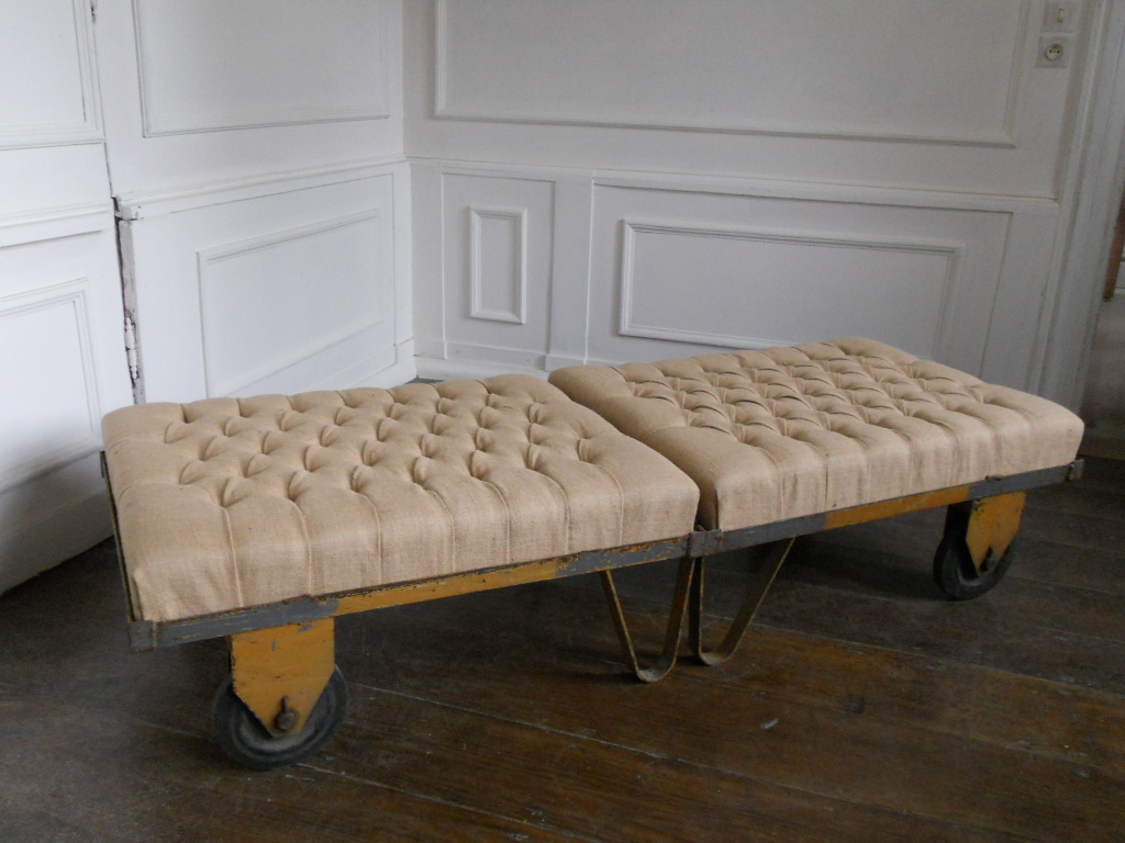Industrial designed footstool coffeetable SOLD